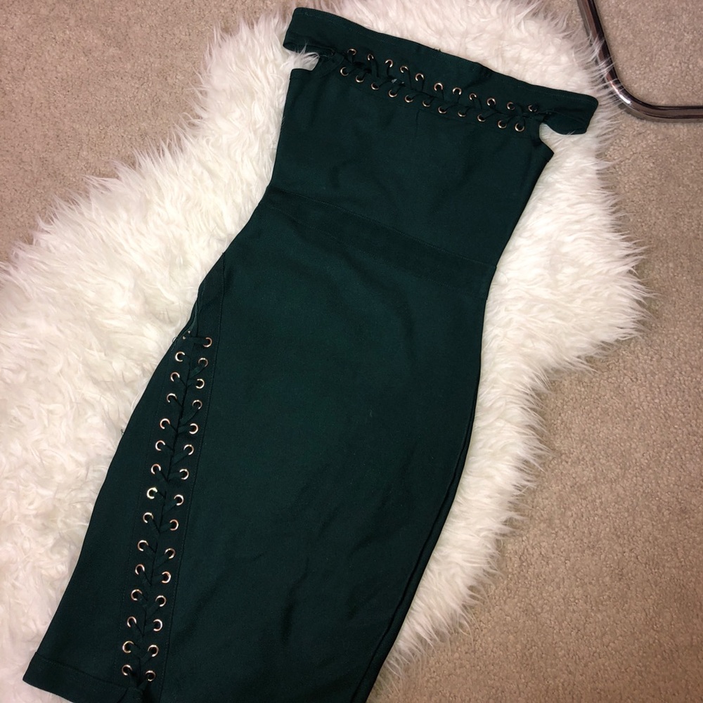 Zipper detail with slit on leg midi dress
